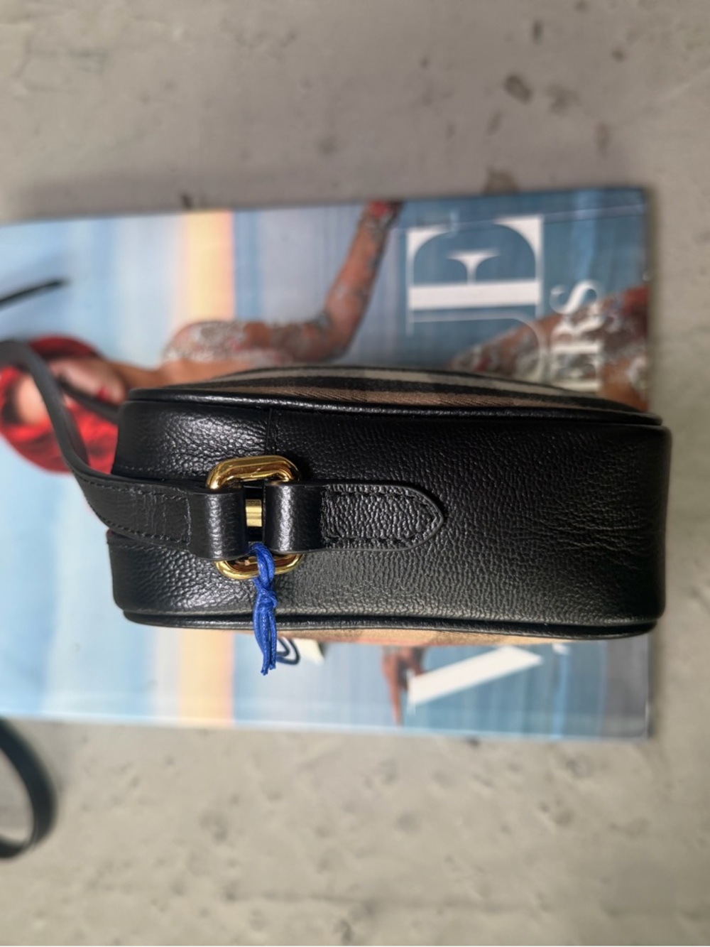 NEW BURBERRY SIGNATURE CHECK CANVAS Black  LEATHER CAMERA BAG CROSSBODY - Picture 6 of 11